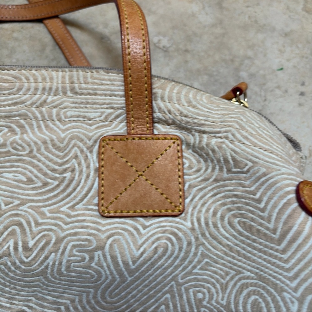 Canvas Tote Bag with Leather Trim - Beige - Picture 4 of 16
